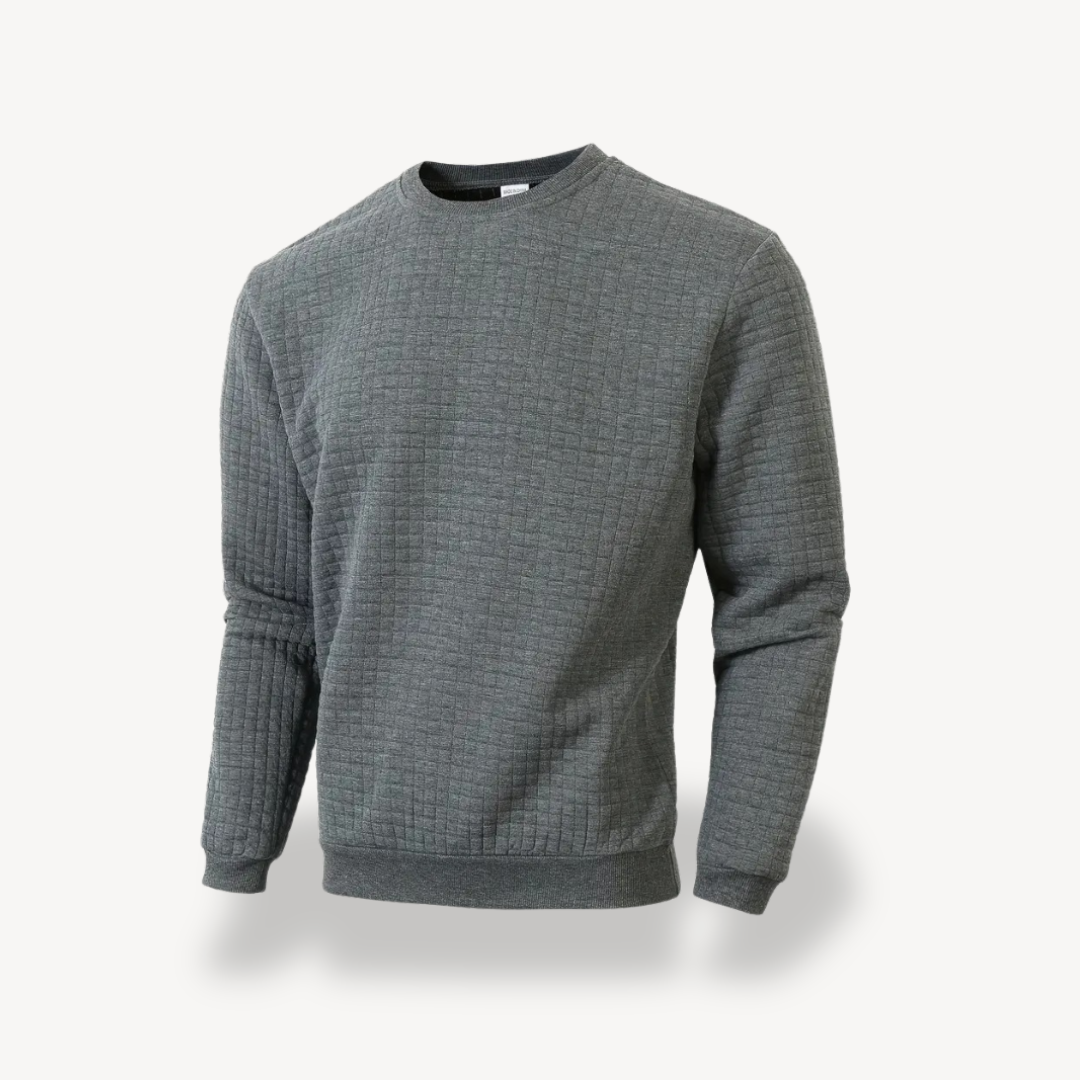 VogeLuxe | Men’s Quilted Grid Crewneck Sweatshirt