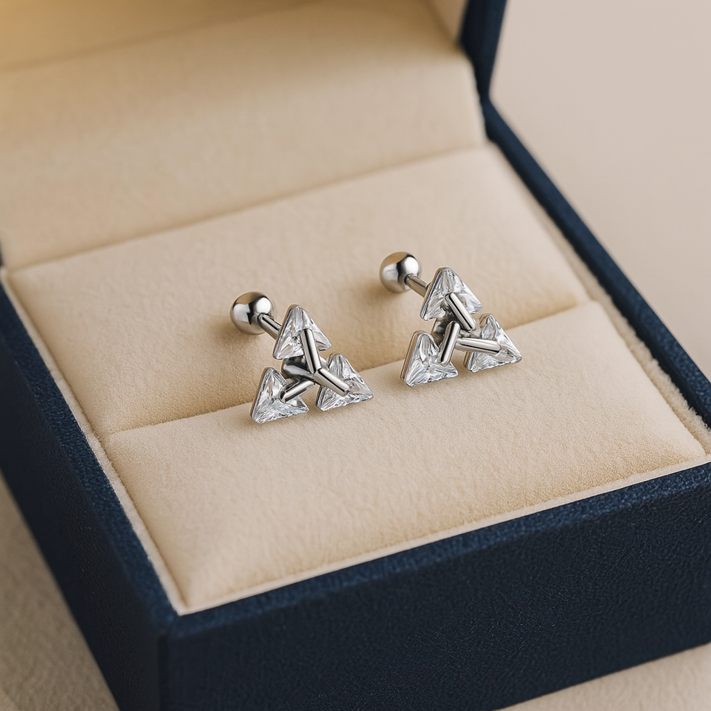 Simple Geometric Silver Earrings