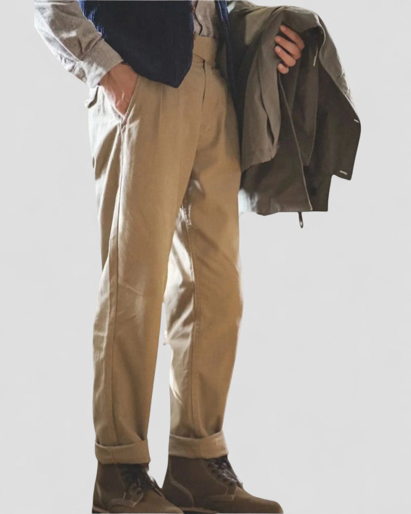 Men's Vintage Cotton Blend Straight Leg Trousers