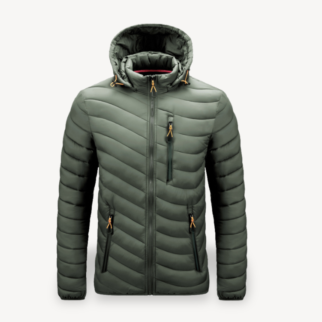 VogeLuxe | Men’s Chevron Quilted Hooded Puffer Jacket