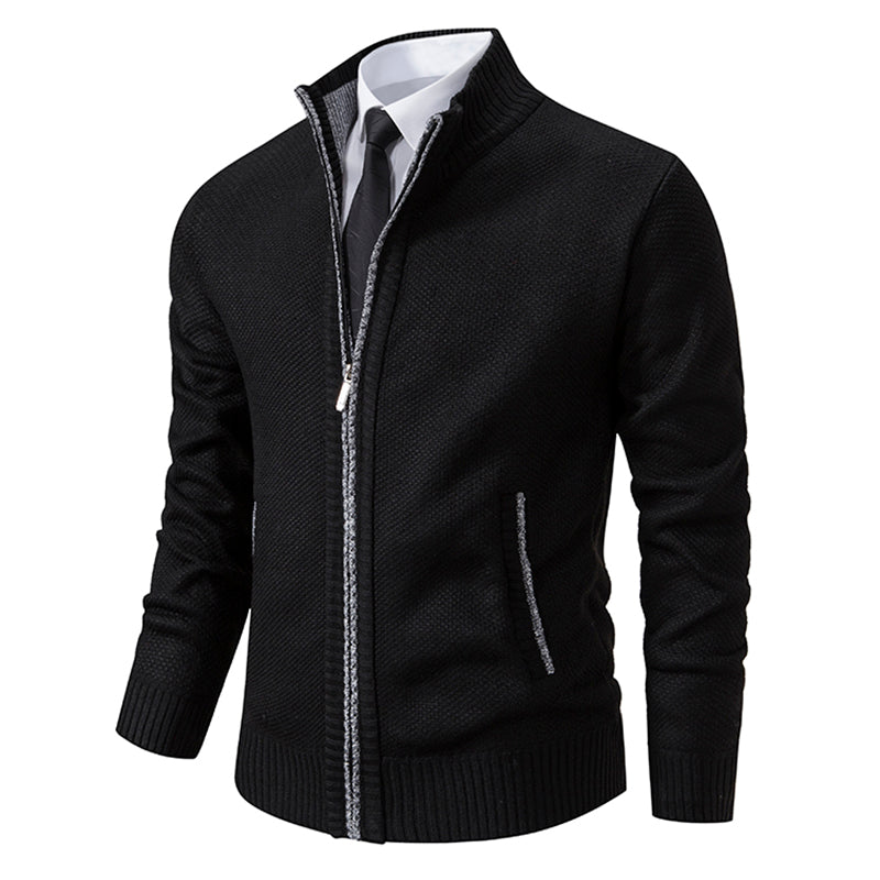 Men’s Zip-Up Hooded Jacket – Modern Knit Wear with Funnel Neck 3