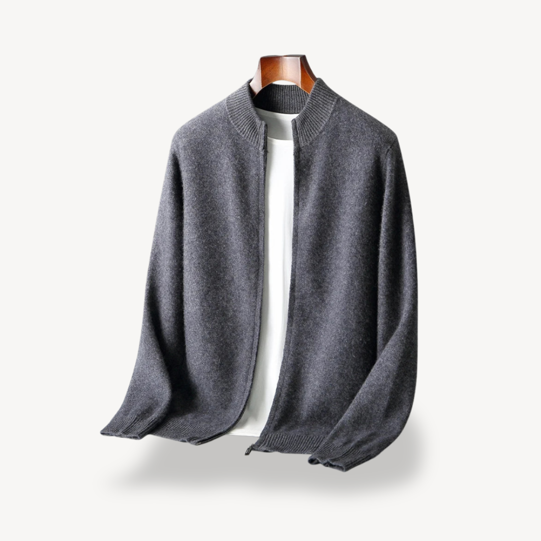 VogeLuxe | Men’s Minimalist Zip Knit Cardigan