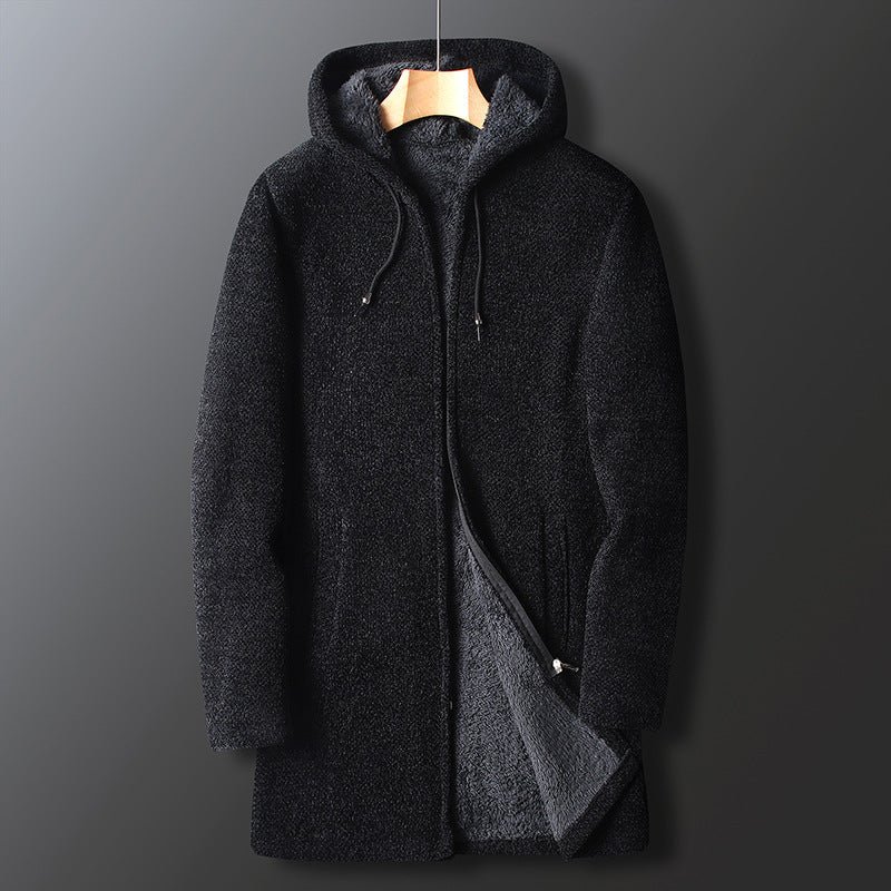 Warm Men's Zip Up Hoodie Jacket with Adjustable Hood