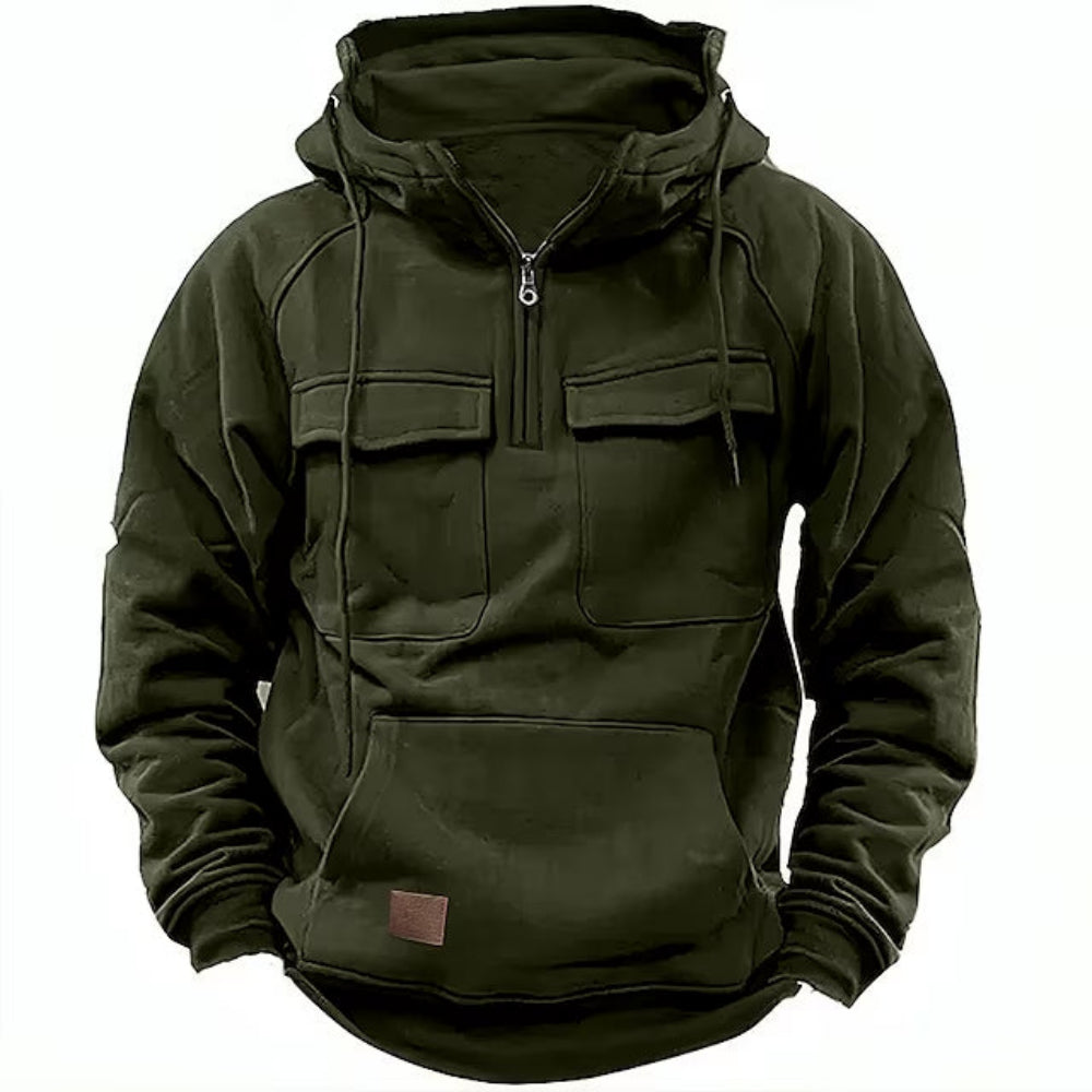 Practical Men's Zip Up Hooded Jacket with Pocket