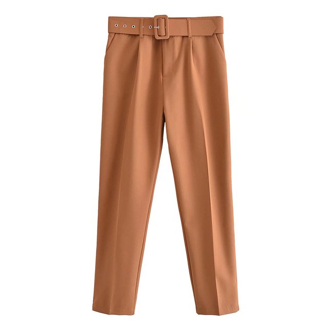 Comfortable Women's Classic High Waist Pants with Belt