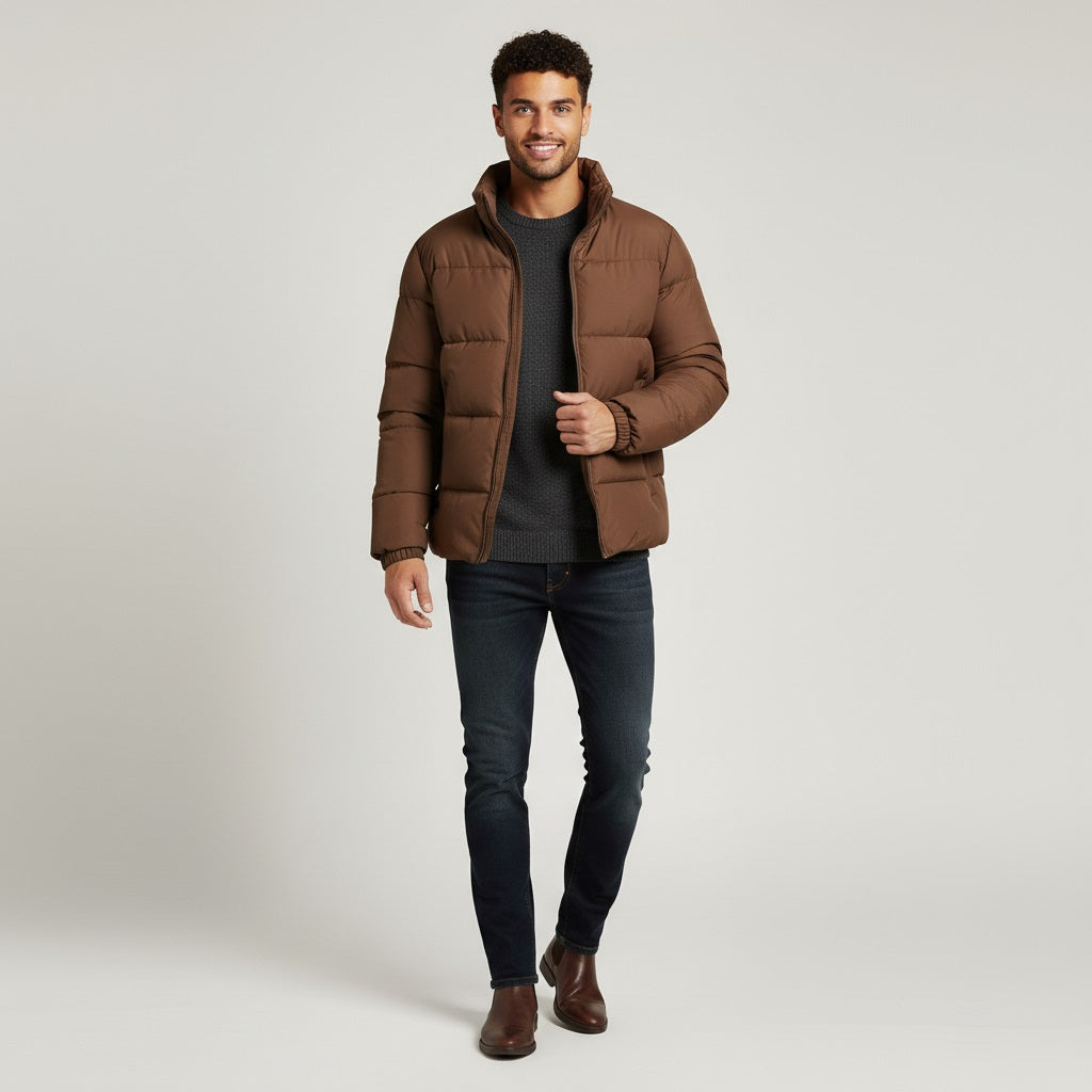 VogeLuxe | Men’s Wool Look Bomber Jacket with Contrast Collar