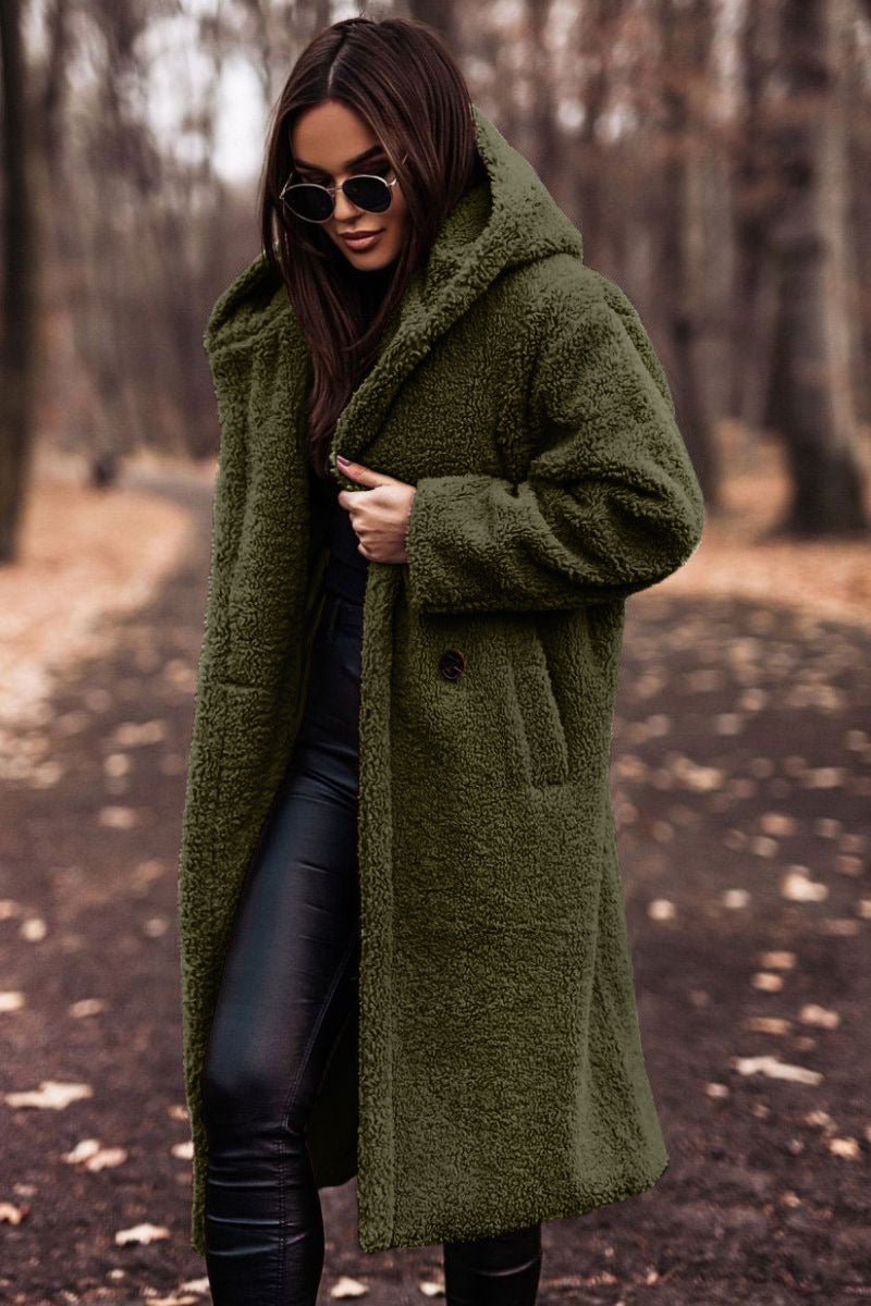 Soft Fleece Hooded Parka Coat for Women