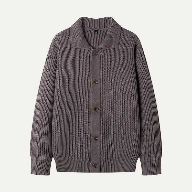 VogeLuxe | Men’s Textured Stripe Knit Button Cardigan