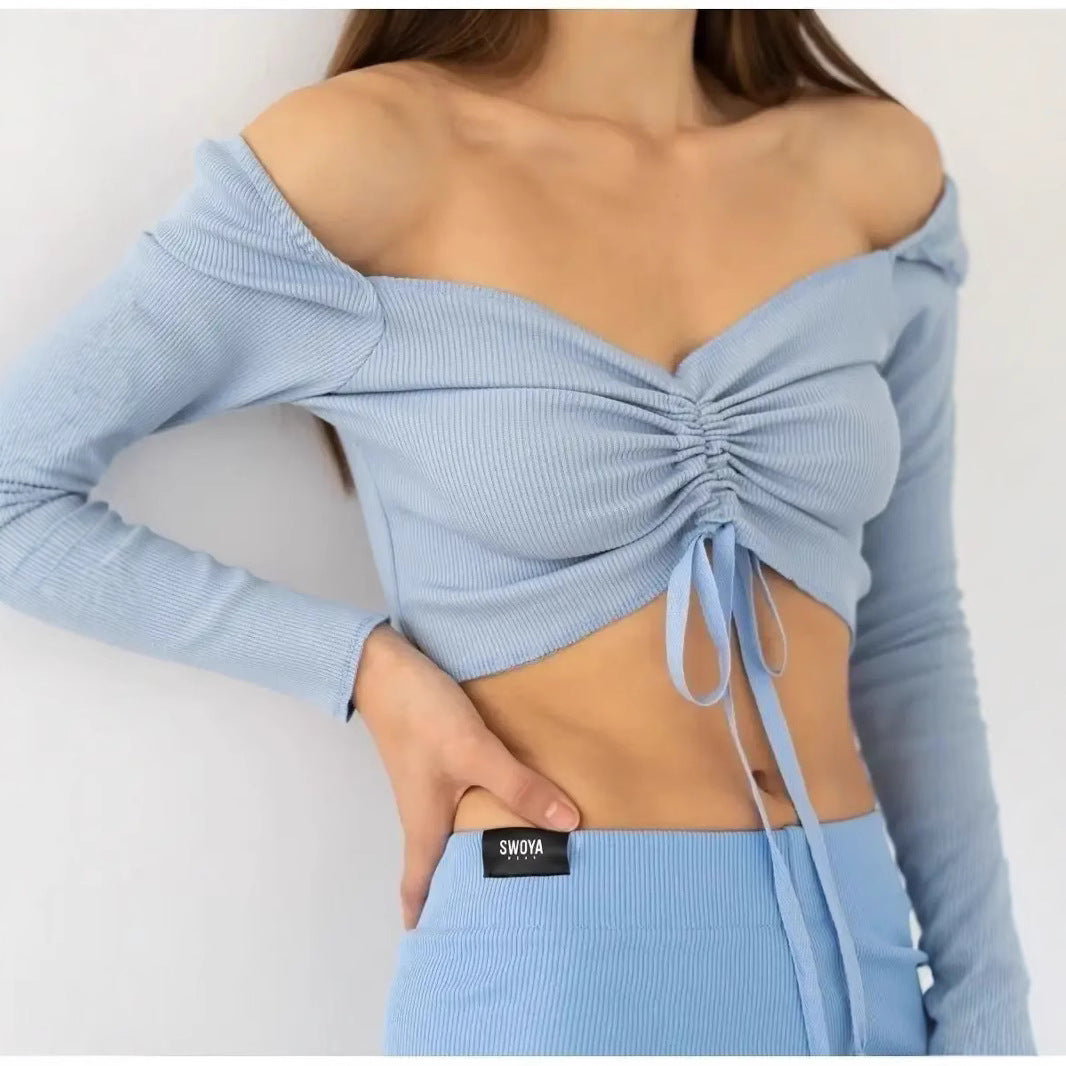 Women's Gathered Front Long Sleeve Blouse
