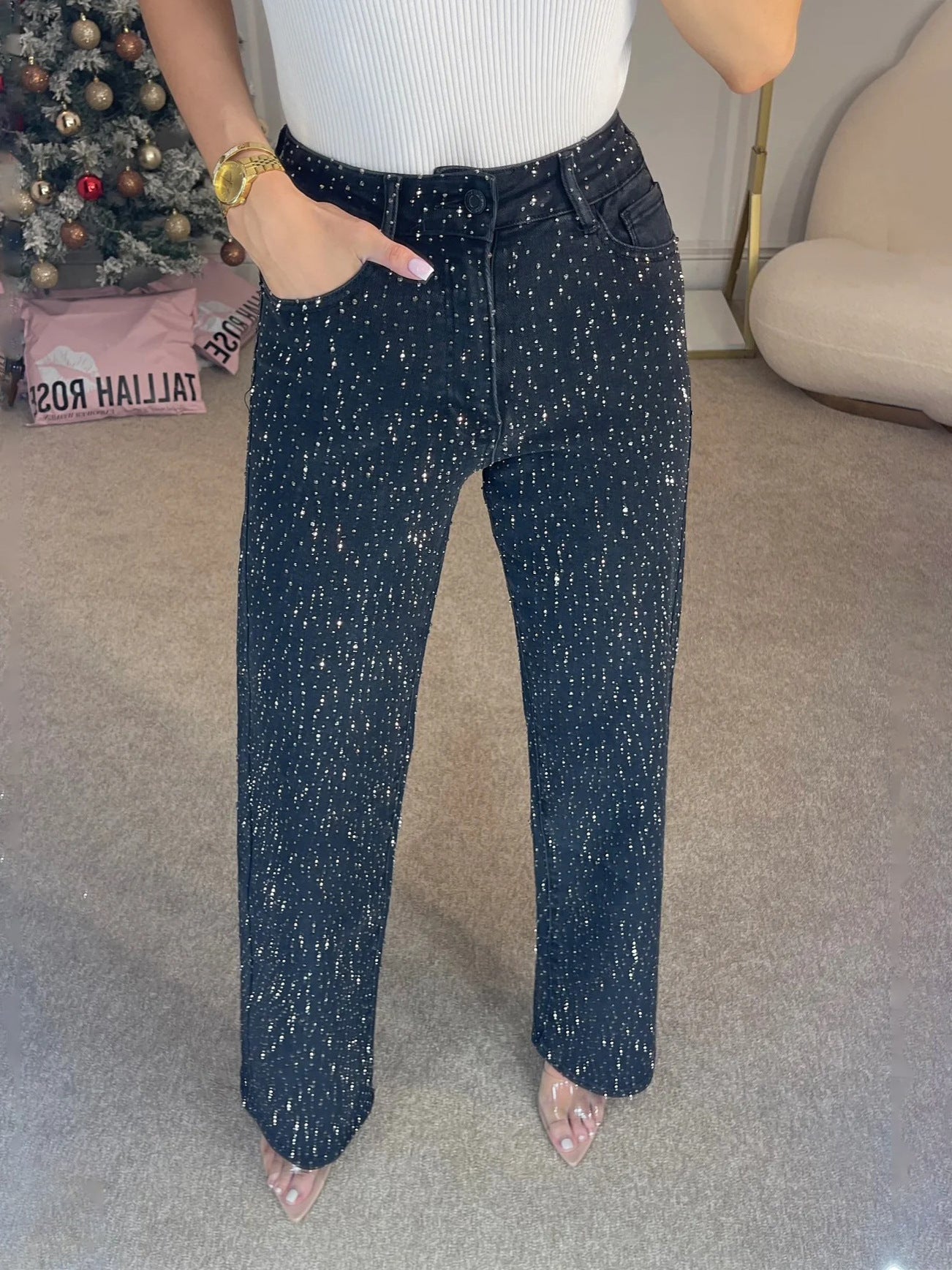 Classic Dark Blue Straight Leg Jeans - Faded Comfort Fit