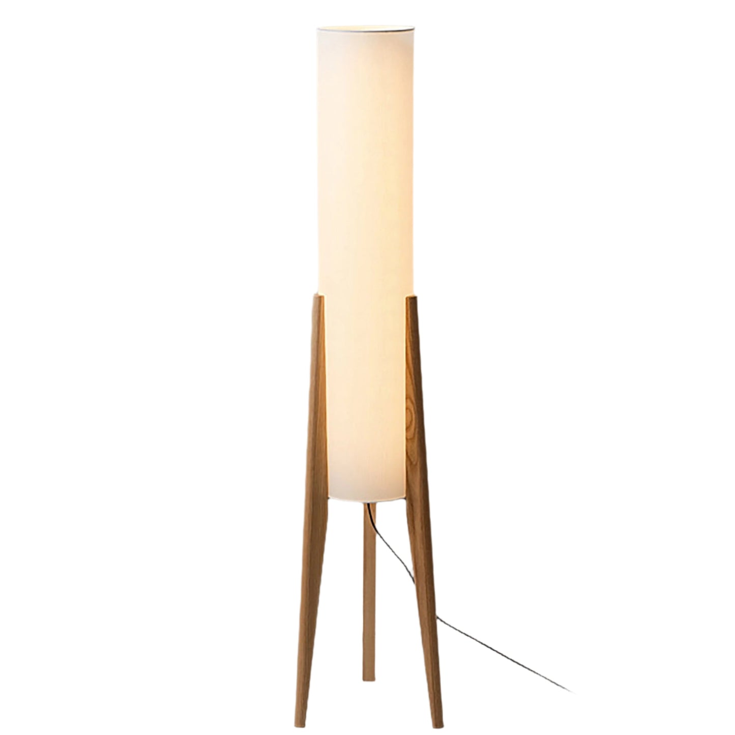 Rustic Brown Wooden Floor Lamp With Creamy Fabric Shade