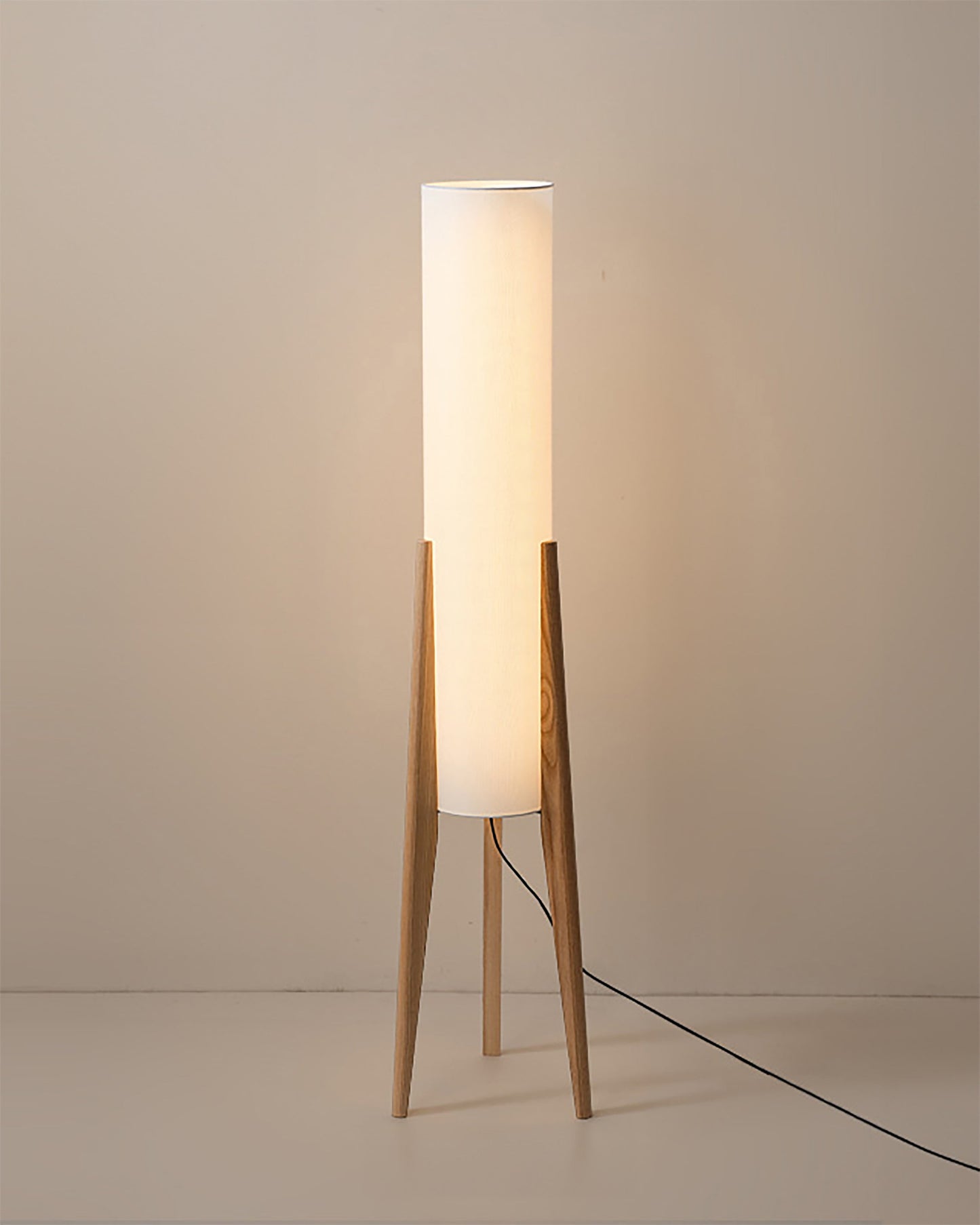 Rustic Wood Floor Lamp With Linen Shade