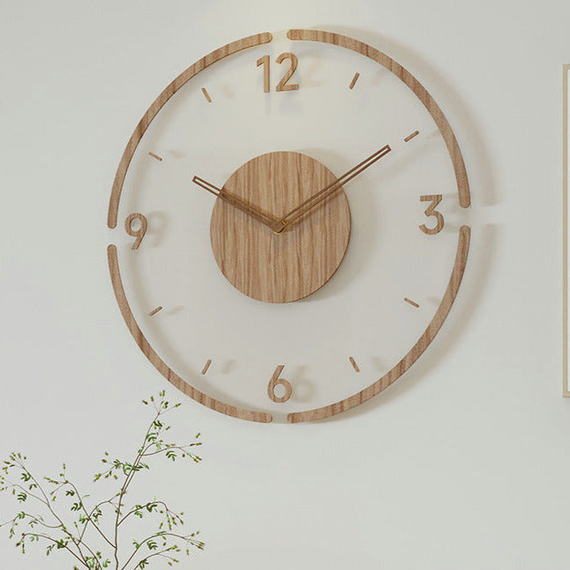 Natural Wooden Silent Wall Clock 35cm Home Decoration - VogeLuxe