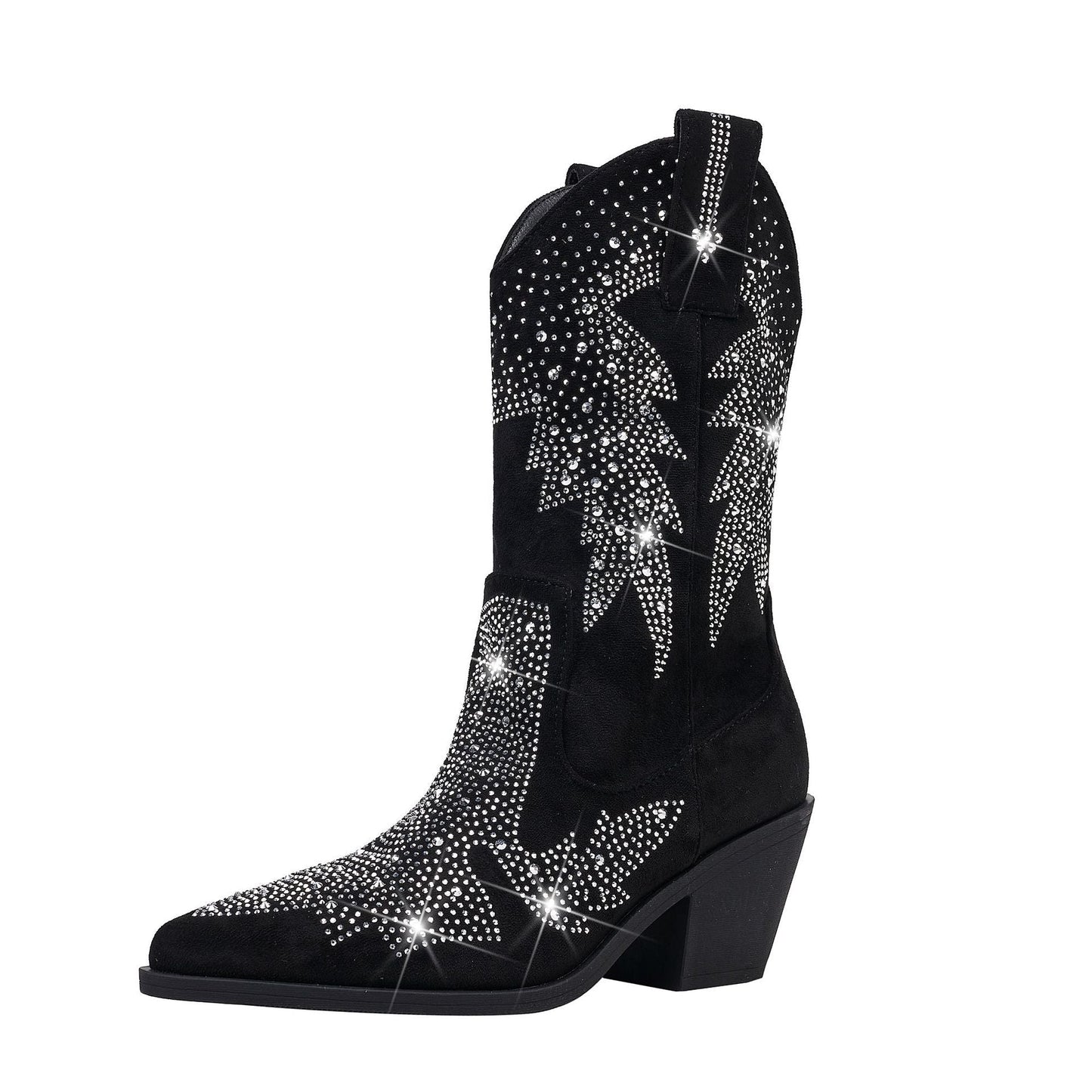 Sparkly Mid Calf Western Boots for Women - VogeLuxe