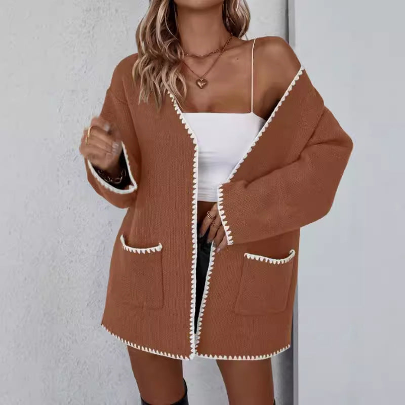 Cozy Open Front Long Sleeve Women's Cardigan Sweater