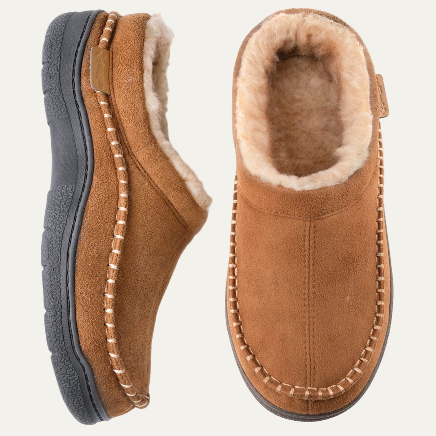 VogeLuxe | Men’s Suede Slip On Faux Fur Moccasin Slippers