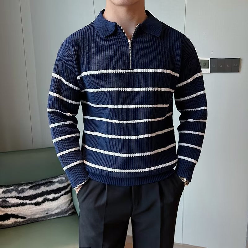 Classic Men's Horizontal Stripe Pullover Sweater