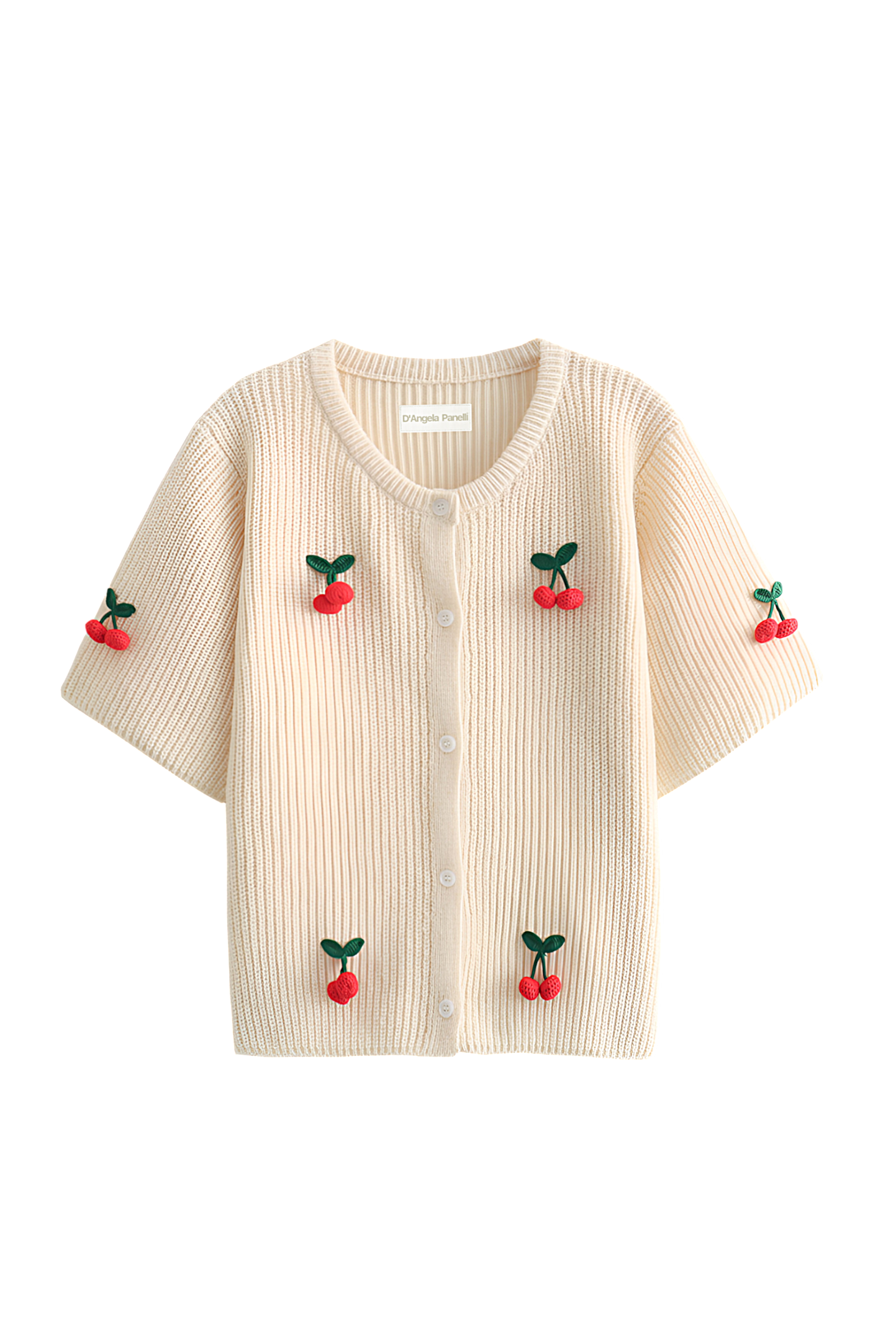 Soft Women's Knitted Cardigan with Cute Cherry Design - VogeLuxe