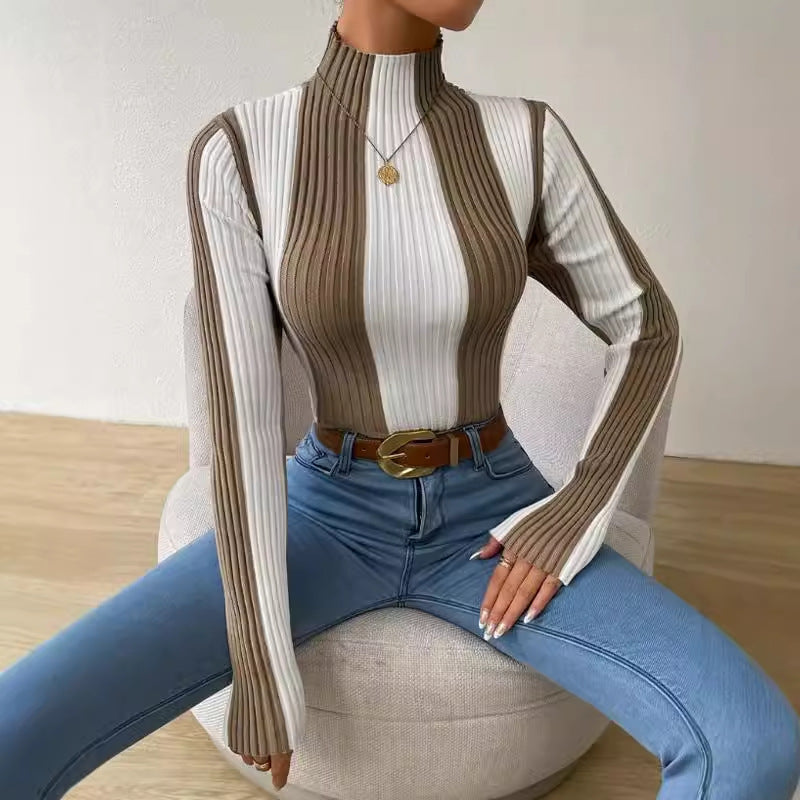 Classic Fit Stripe Crew Neck Winter Sweater