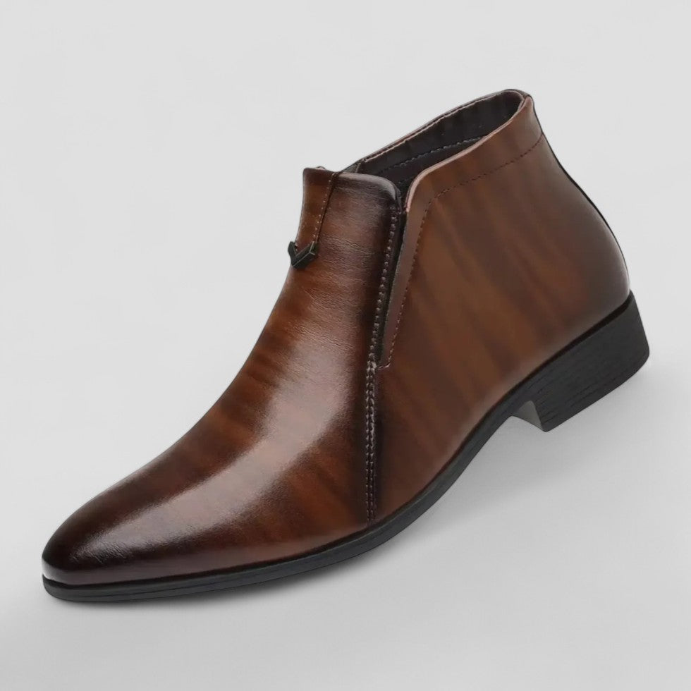 Orthopedic Leather Ankle Boots for Men with Side Zip