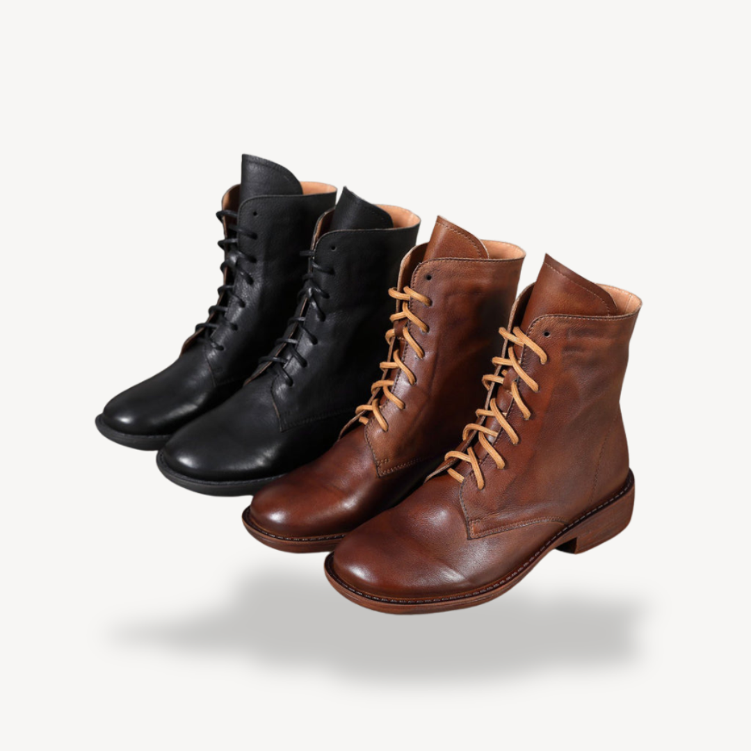 VogeLuxe | Women’s Genuine Leather Lace-Up Ankle Boots