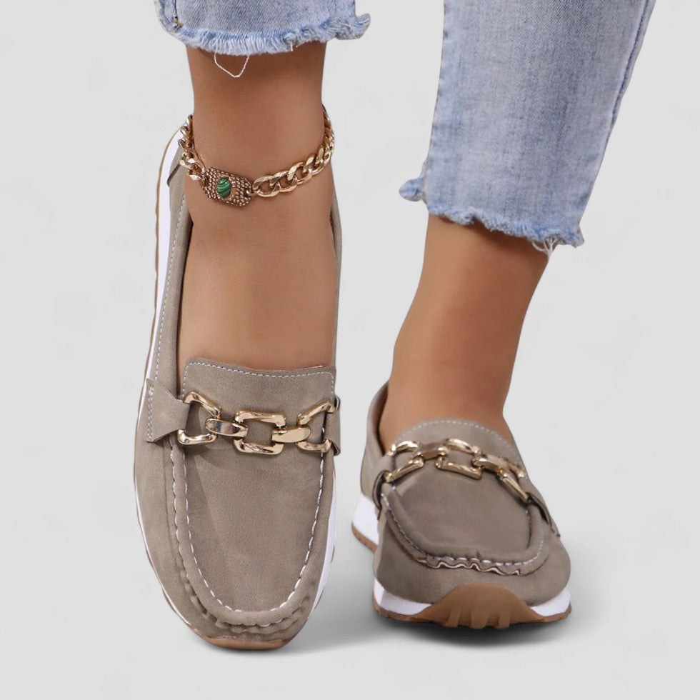 Orthopedic Suede Chain Detail Loafers for Women