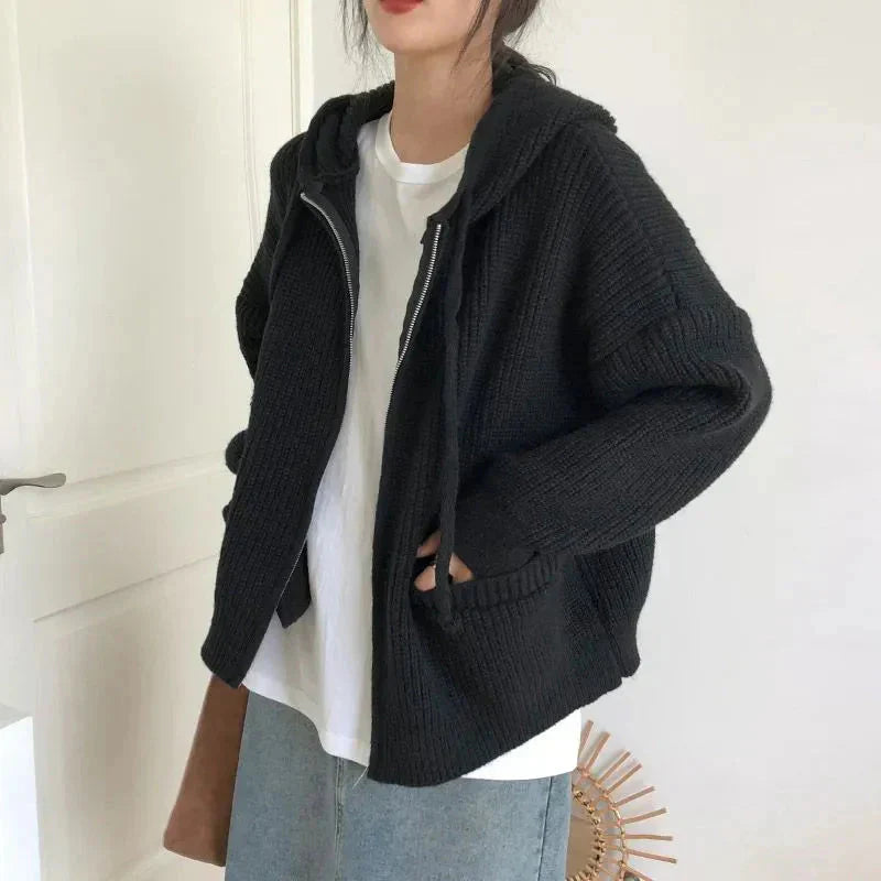 Cozy Women's Zip Front Sweater Cardigan