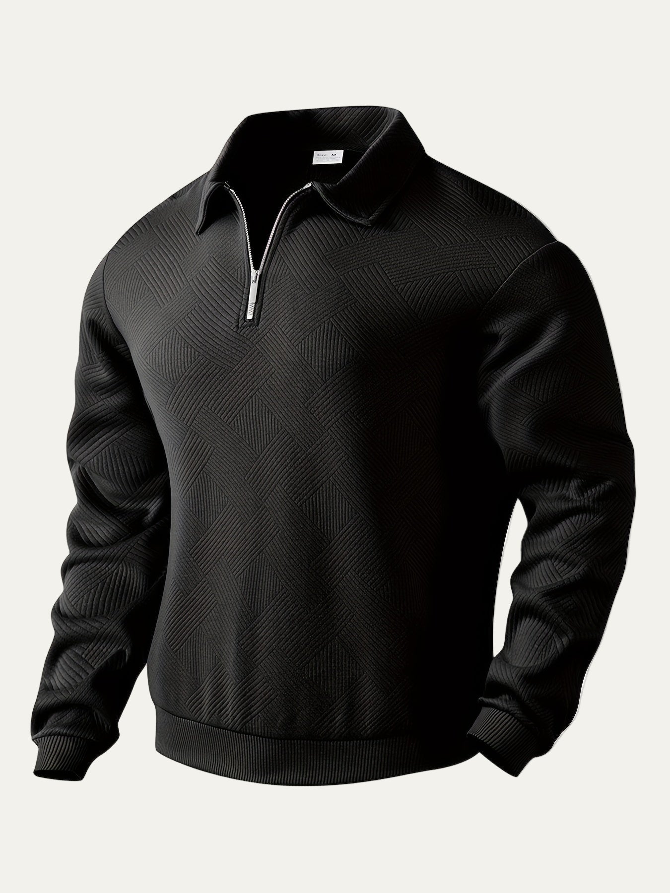 VogeLuxe | Men’s Textured Collared Quarter Zip Polo Sweater