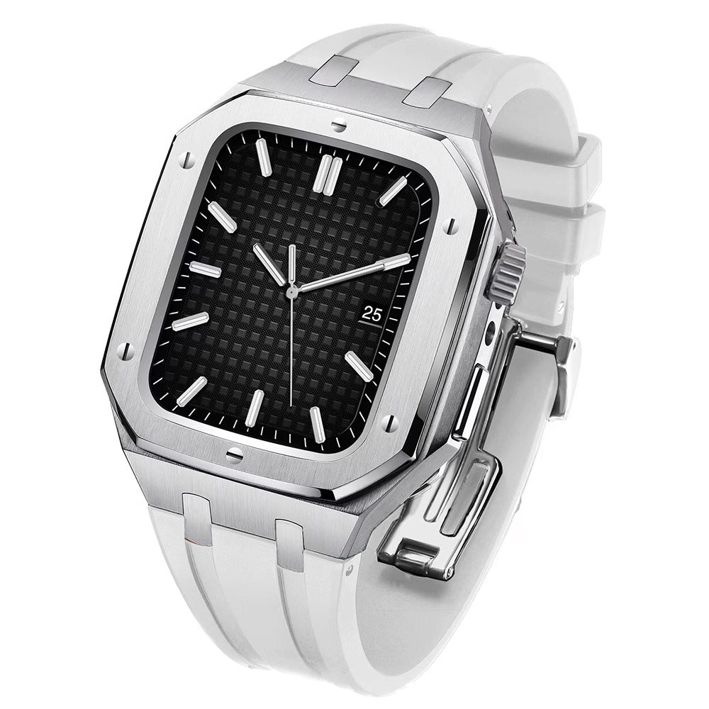 Soft Silicone Strap and Durable Steel Case for Apple Watch