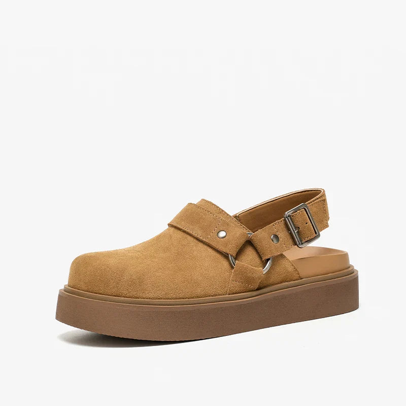 Luxury Suede Sandals with Metallic Buckle Detail