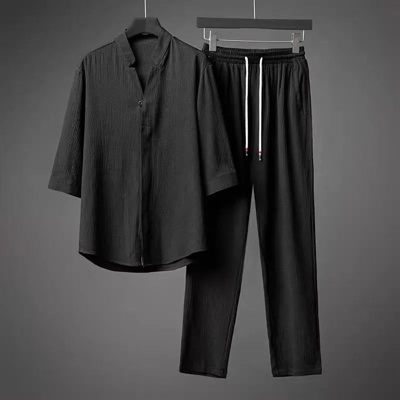 Casual 2 Piece Lounge Set with Long Sleeve Top Pants