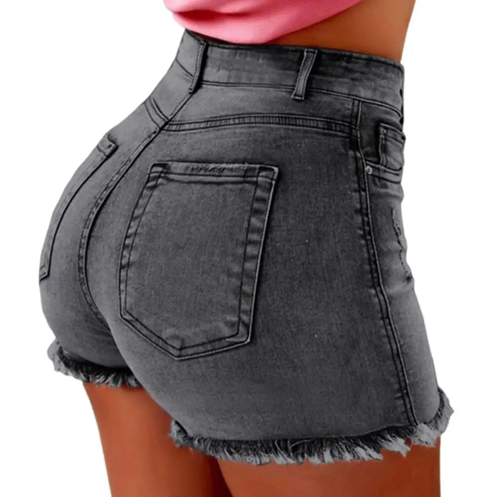 Distressed High Waist Denim Hot Shorts for Women