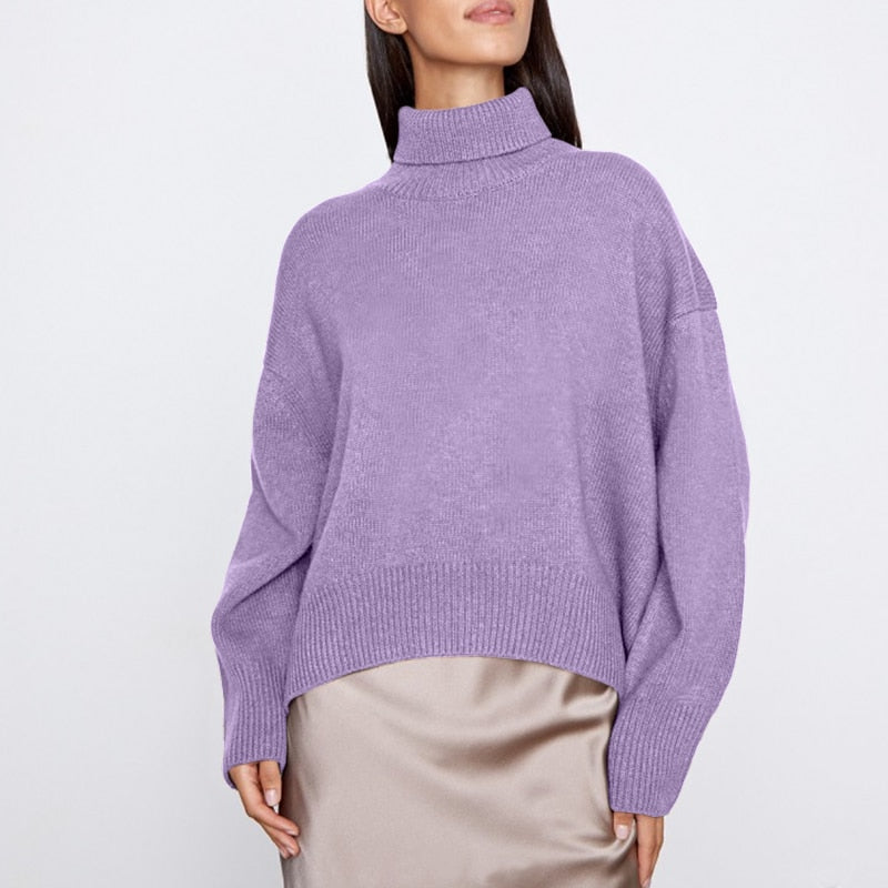 Cozy Women's Big Knit Turtleneck Winter Sweater