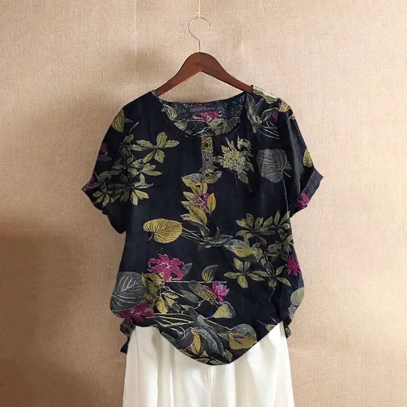Pretty Floral Cotton Tunic Top for Women