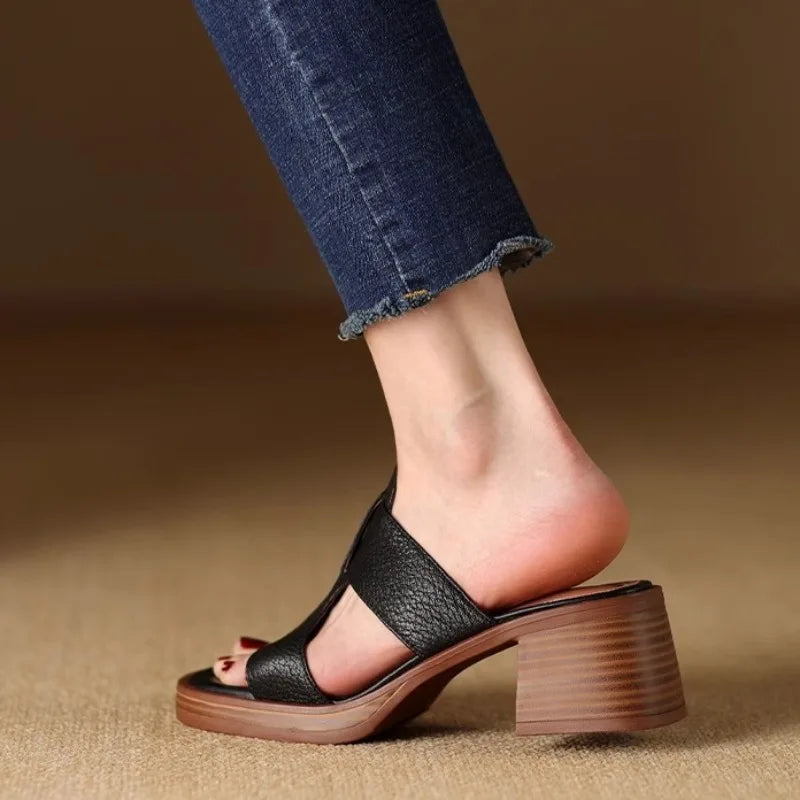 Unique Leather Buckle Strap Sandals