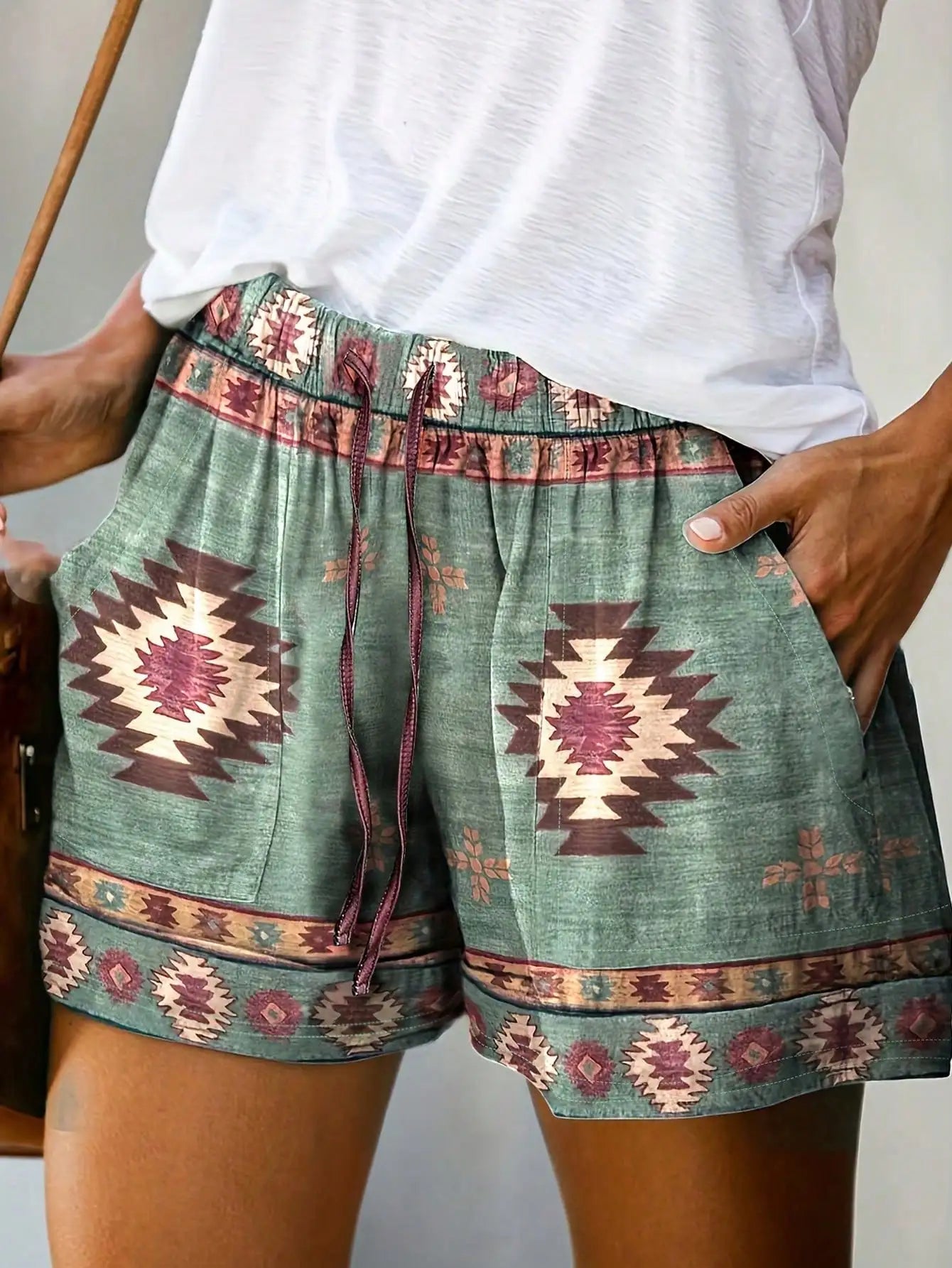 Vibrant Boho Print Summer Shorts – Women's Fun Beach Pants - BritishElegance