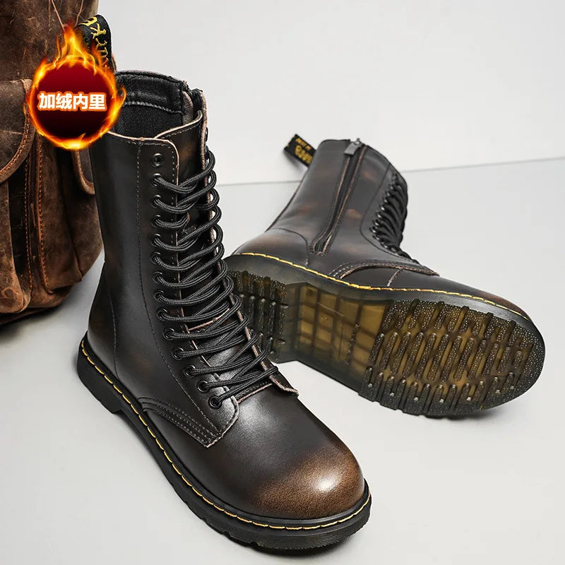 Warm Insulated High Leather Snow Boots UK