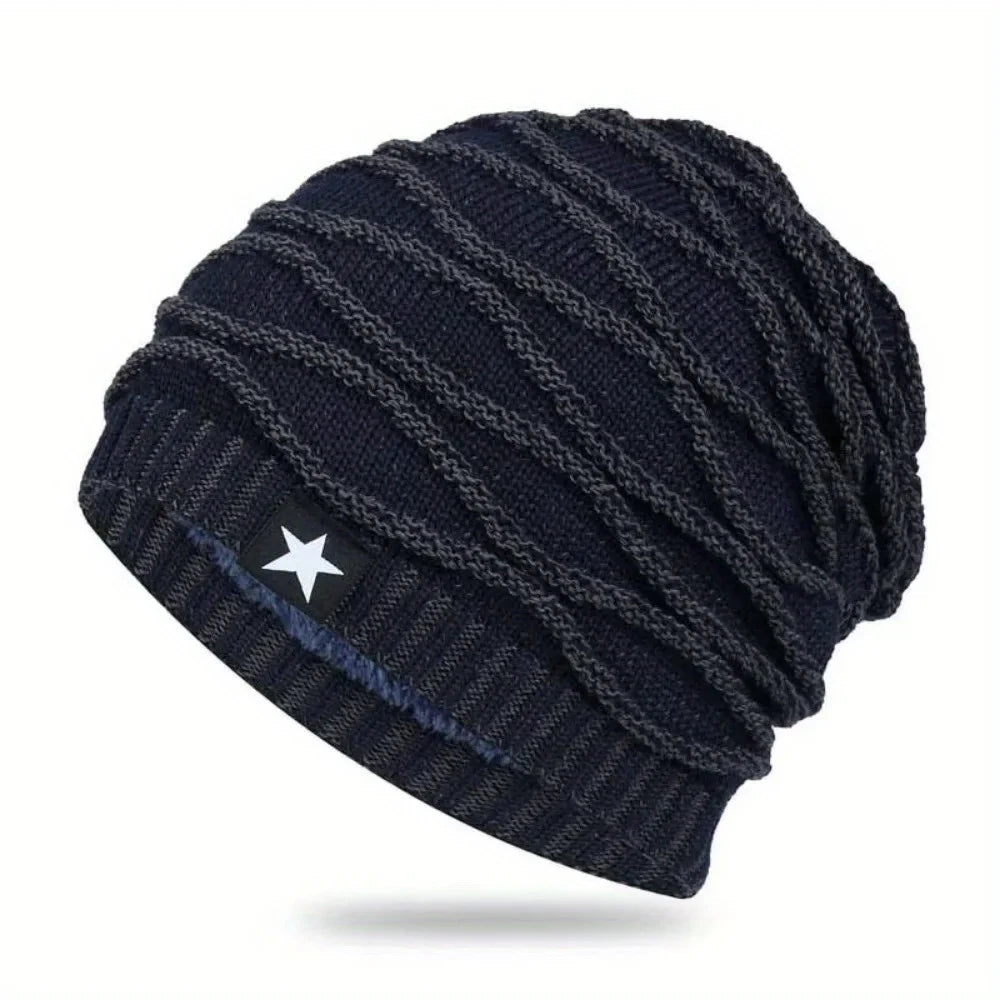Warm Fleece Lined Slouch Beanie for Men Women