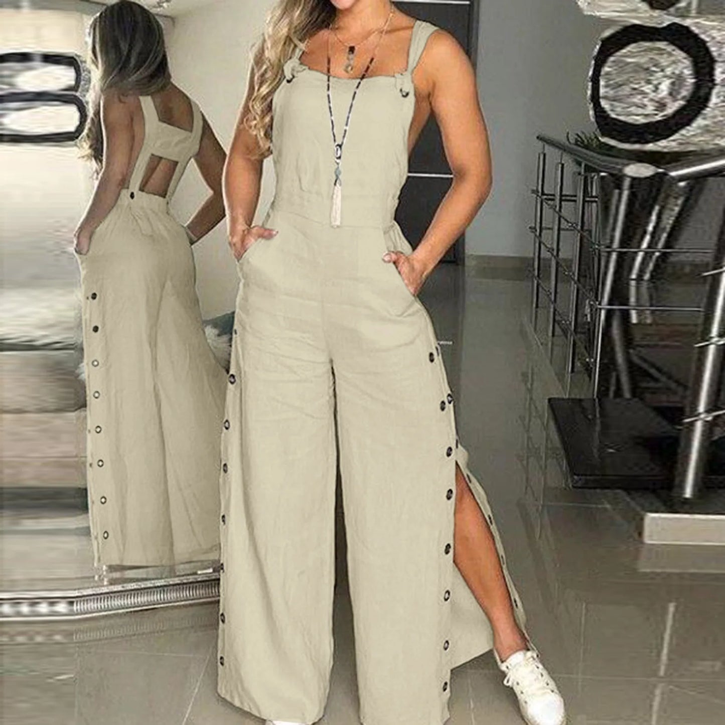 Relaxed Fit Sundress Jumpsuit for Women