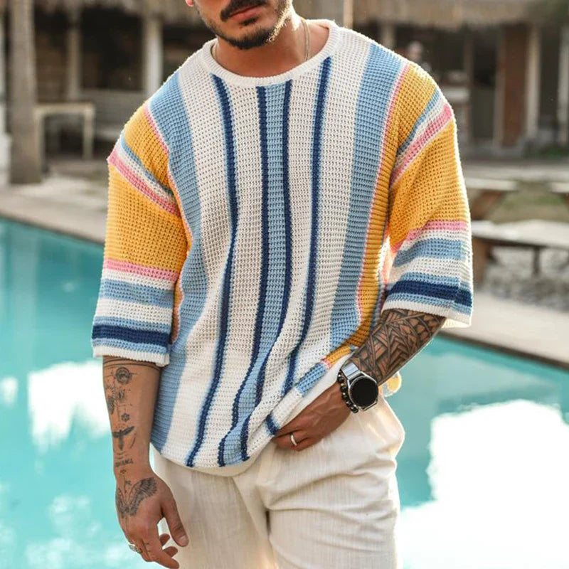 Lightweight Stripe Short Sleeve Men's Summer Tee