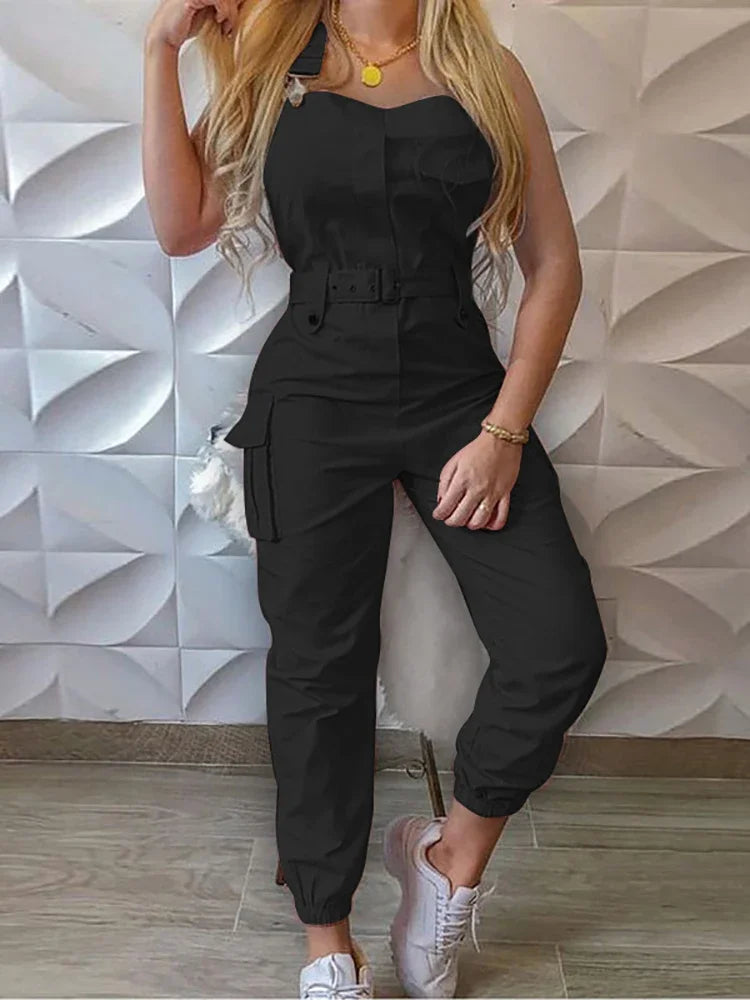 Summer Tank Jumpsuit with Adjustable Waist