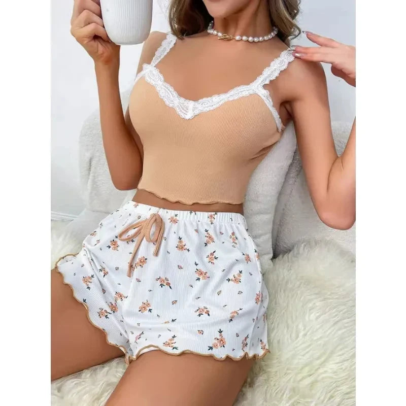 Ladies Soft Floral Sleep Pajama Set