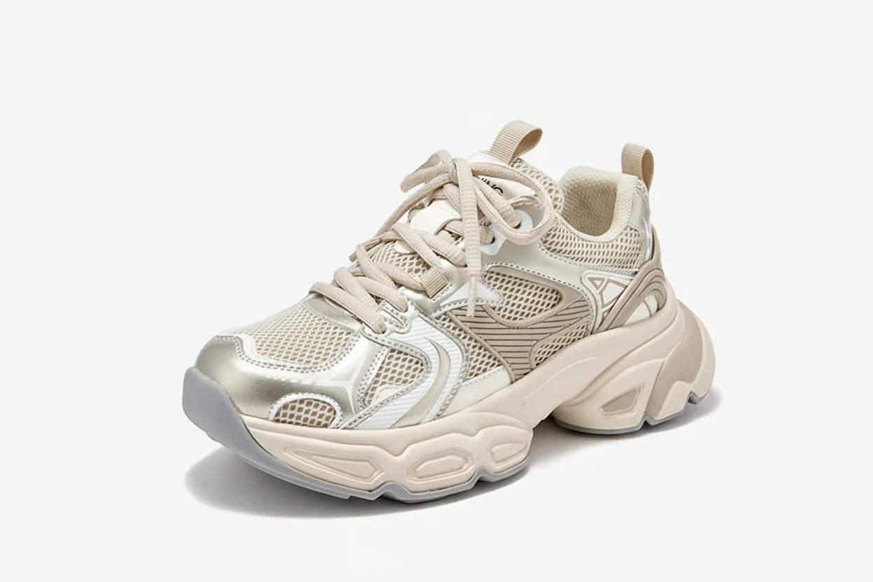 Trendy Patchwork Lace Up Chunky Sneakers for Women