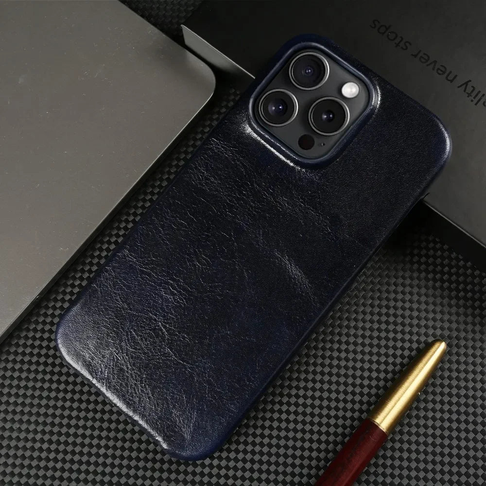 Premium Leather iPhone Cover Genuine Handmade Cowhide