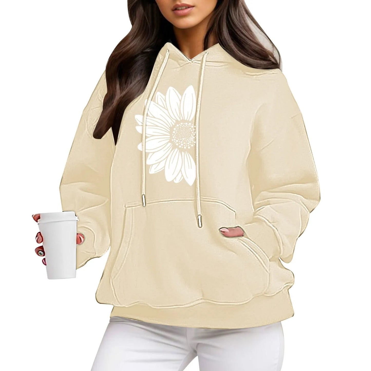 Comfy Women's Hooded Sweatshirt with Floral Design