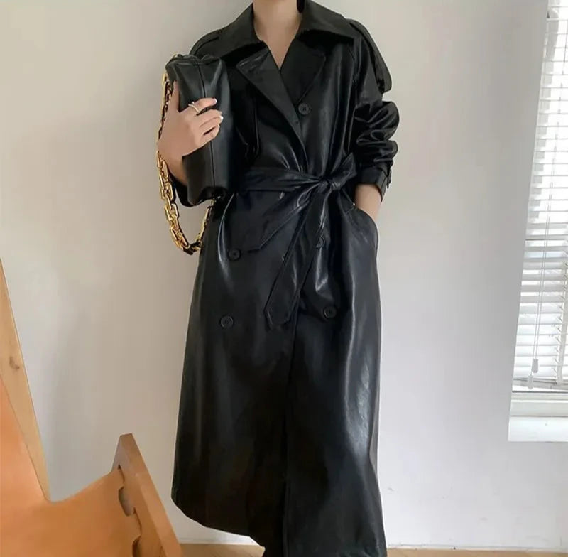 Luxurious Faux Leather Ladies Winter Coat - VogeLuxe