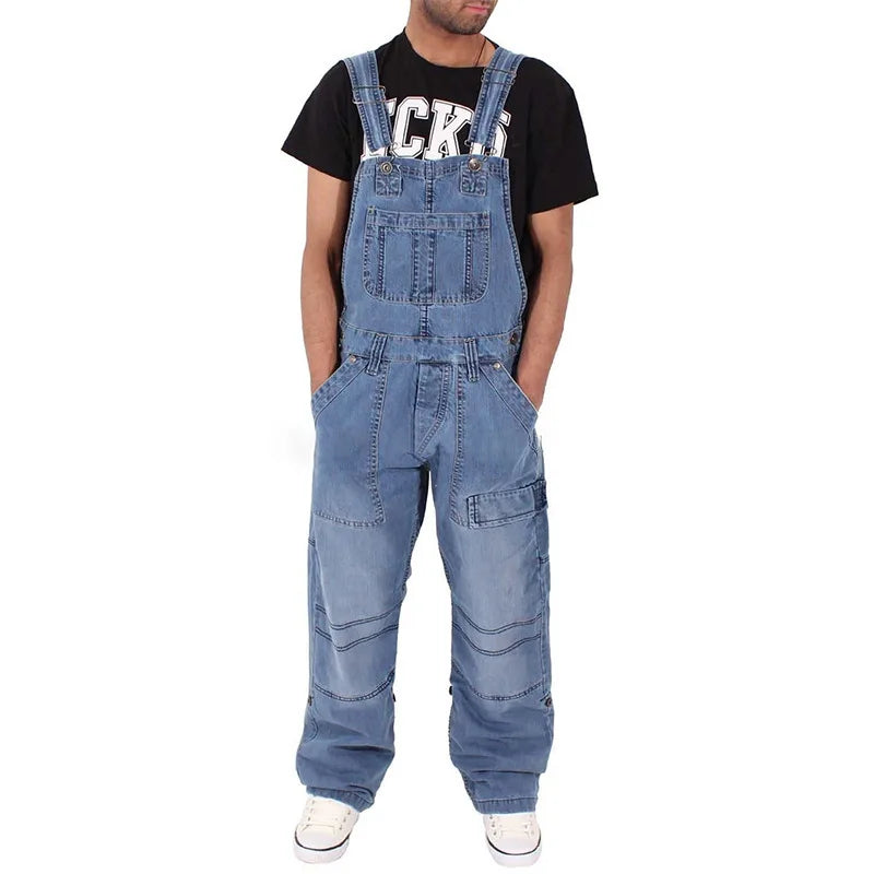 Relaxed Fit Denim Jumpsuit with Adjustable Straps