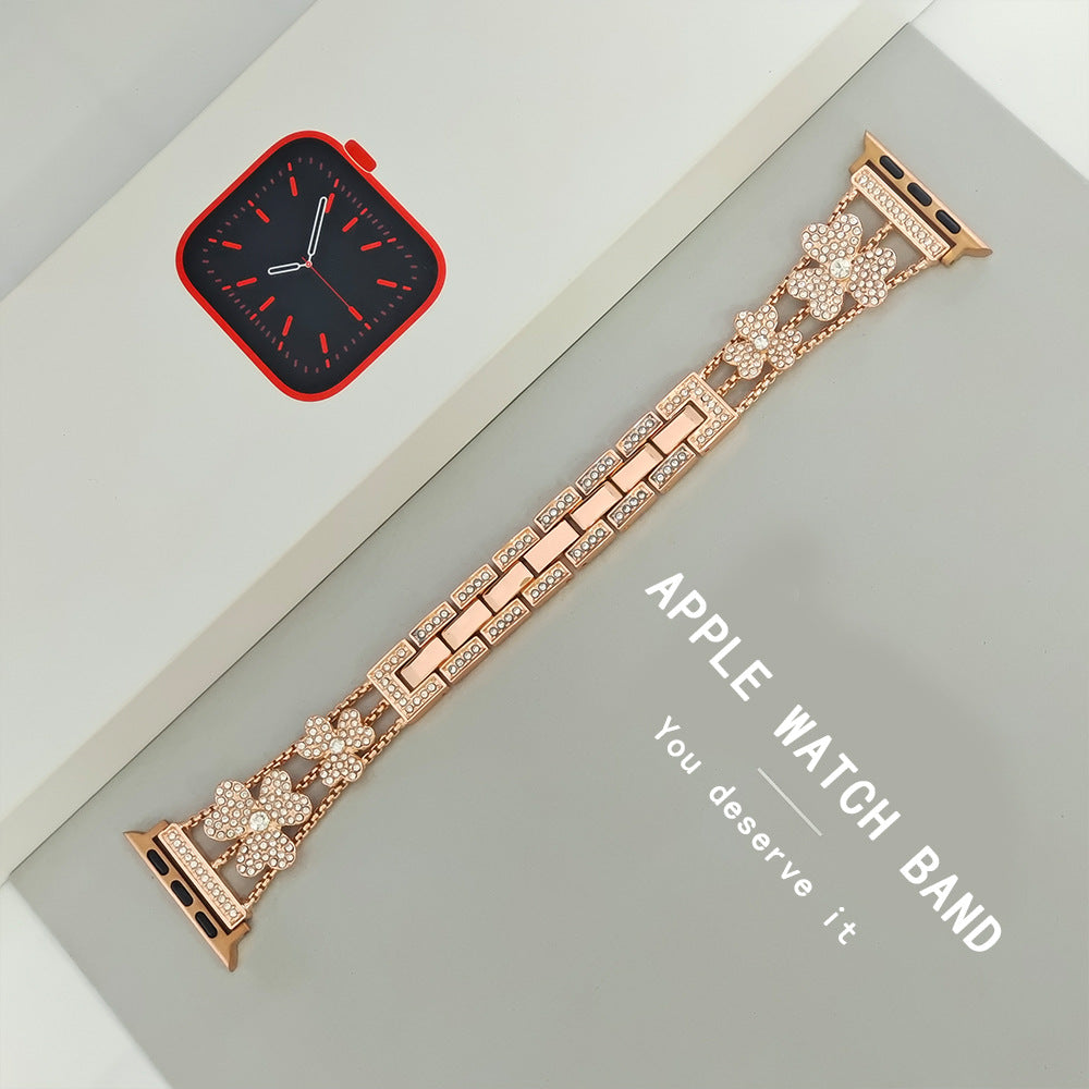 Elegant Flower Crystal Apple Watch Band Bracelet