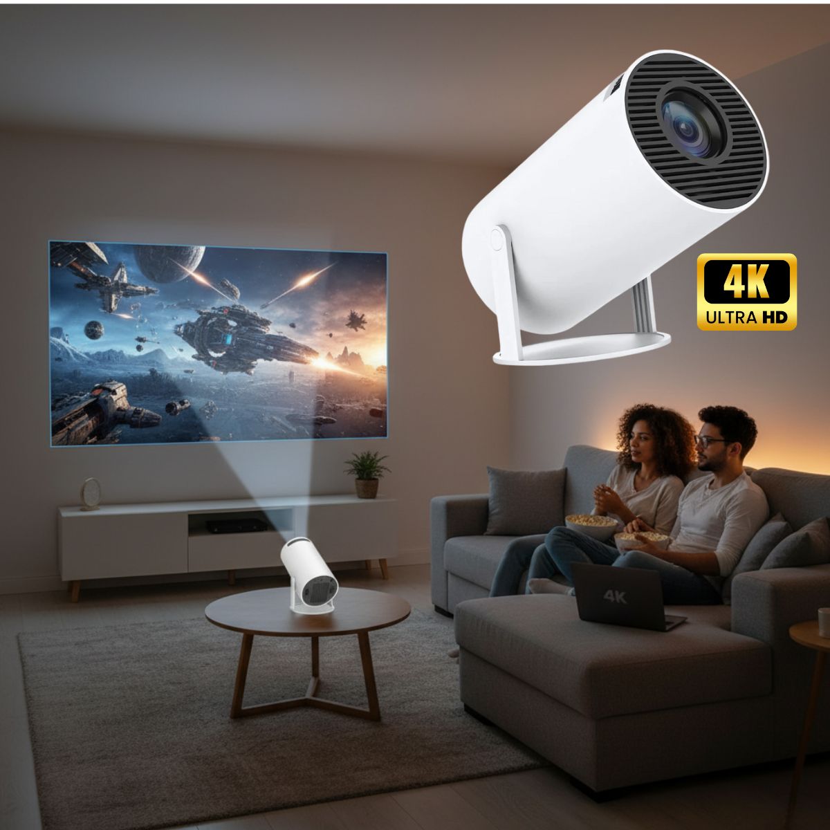 Portable 4K Handheld Mini Projector With Auto Focus - BritishElegance