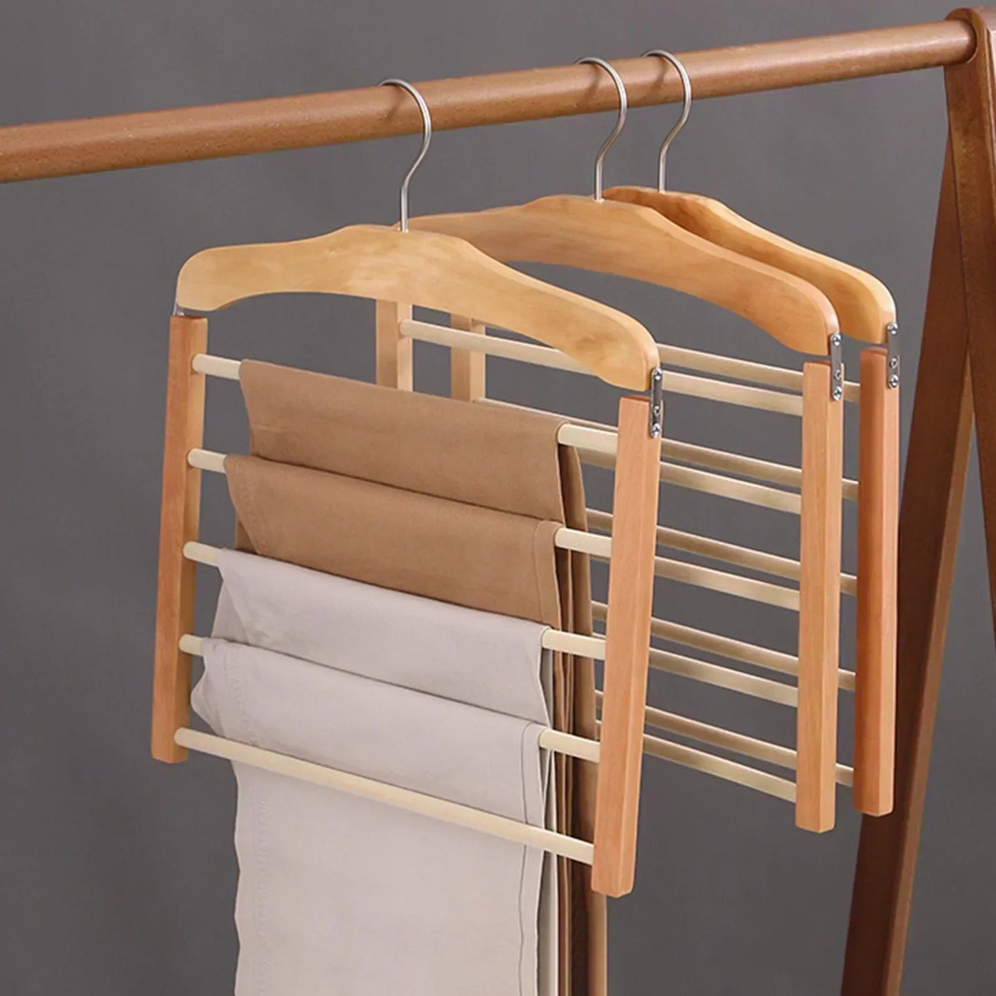 Space Saving Wooden Closet Organiser Hanger Rack